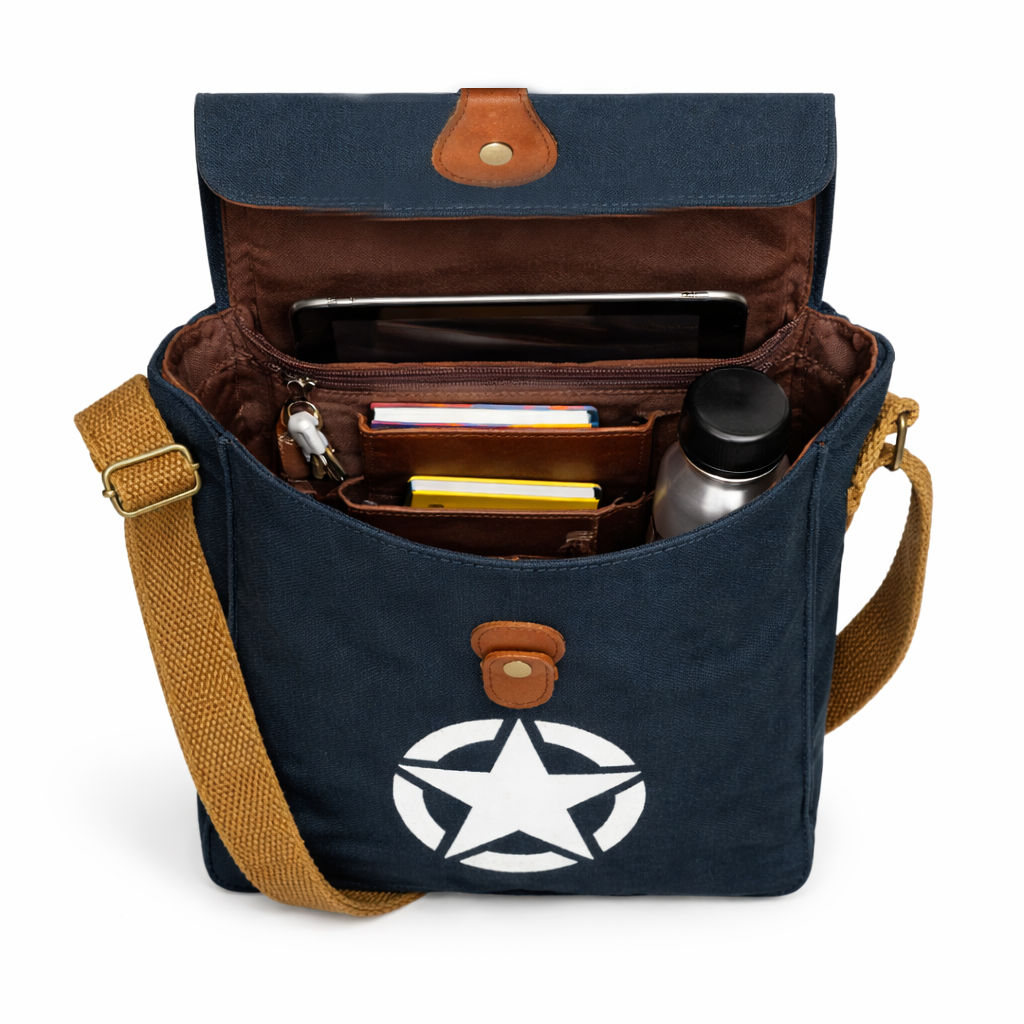 Blue Unisex Compact Messenger Bag for Everyday Use